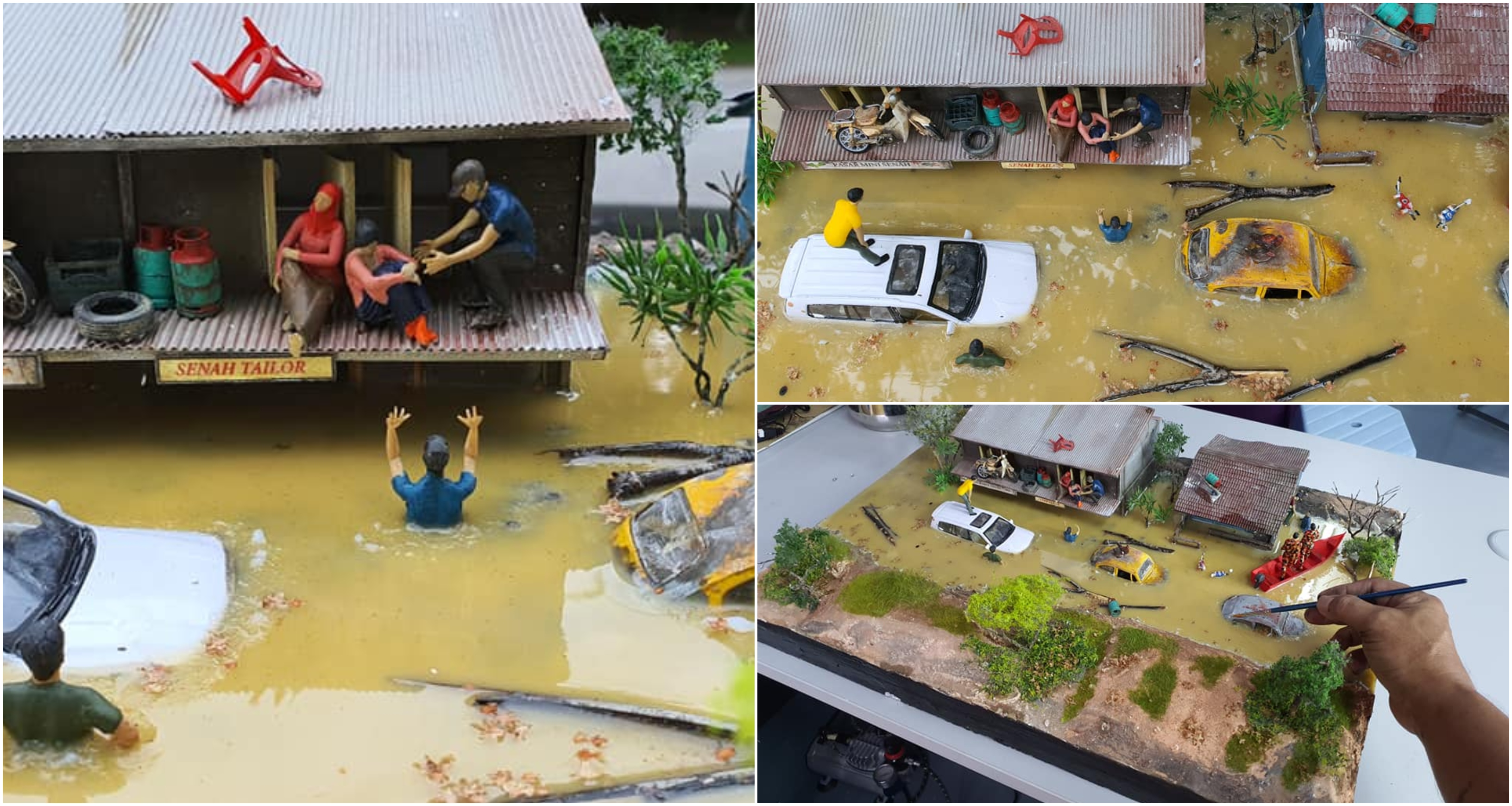 [FOTO] Diorama Situasi Banjir Lelaki Ini Nampak Real, Sampai Ramai Tertipu