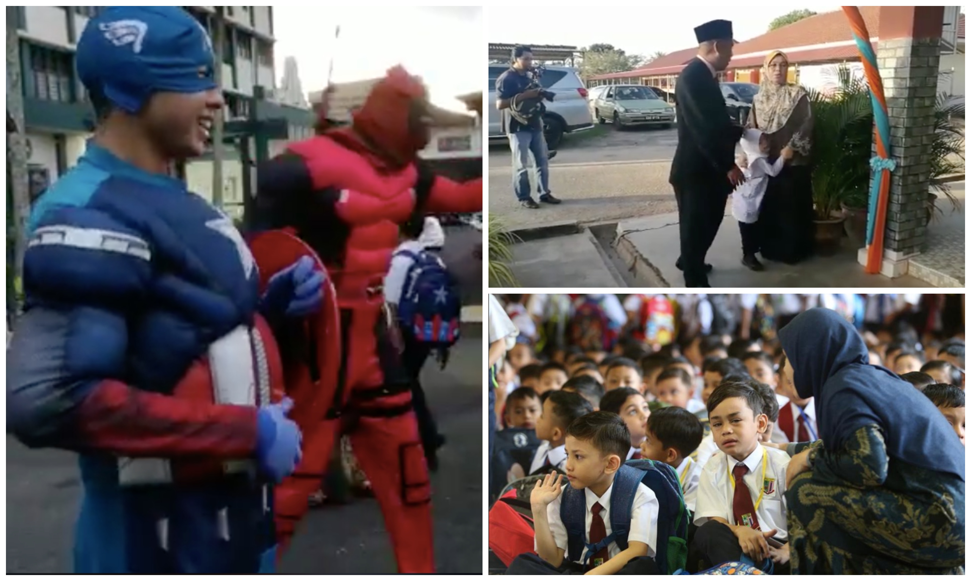 [VIDEO & FOTO] Ragam Murid Hari Pertama Persekolahan, Siap Ada Captain America Sambut Depan Pagar!