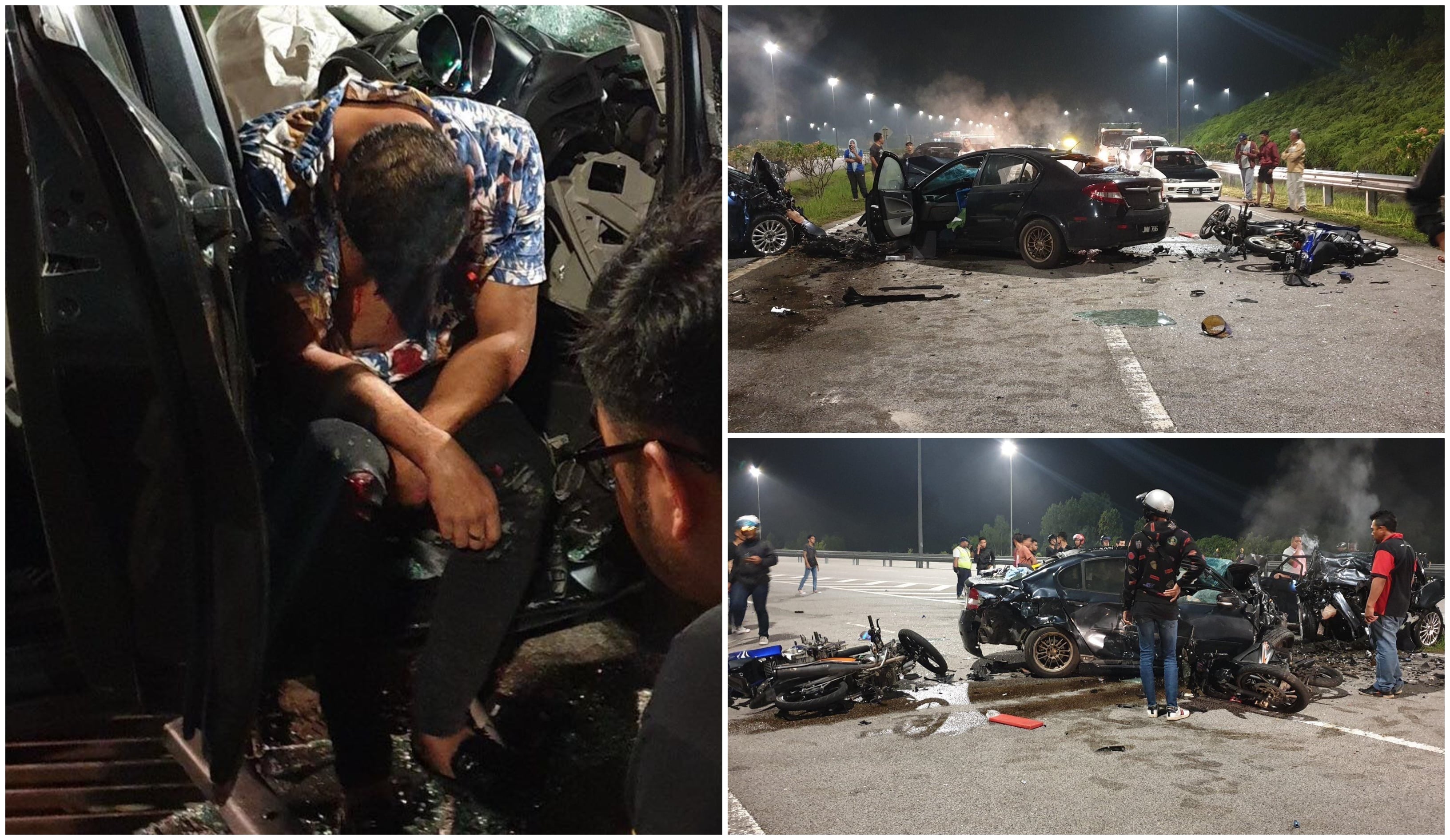 Seorang Maut, Tiga Cedera Dirempuh Pemandu ‘Gila’ Lawan Arus Atas Highway