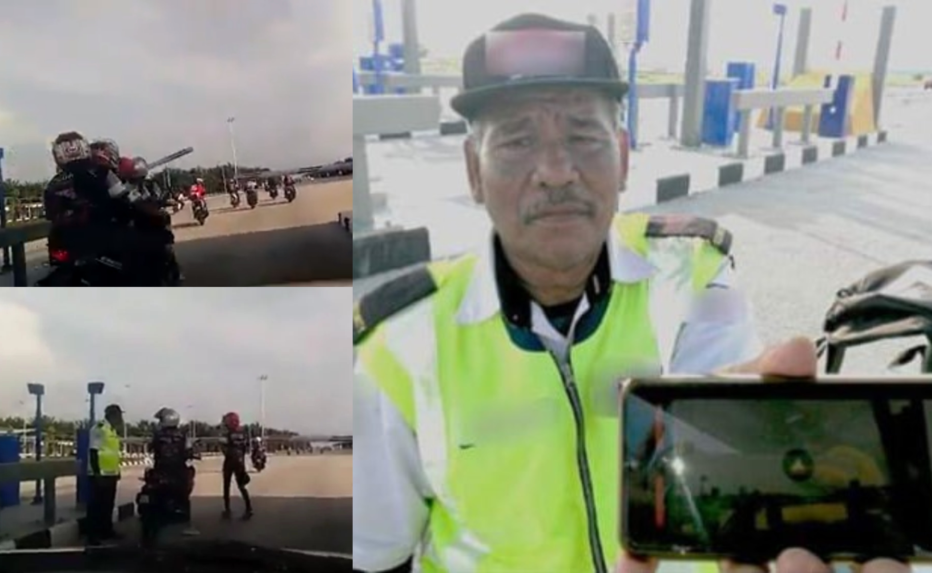 [VIDEO] Netizen Setuju Tindakan Pak Guard ‘Cepuk’ Mat Motor Redah Tol Berpalang Di Highway