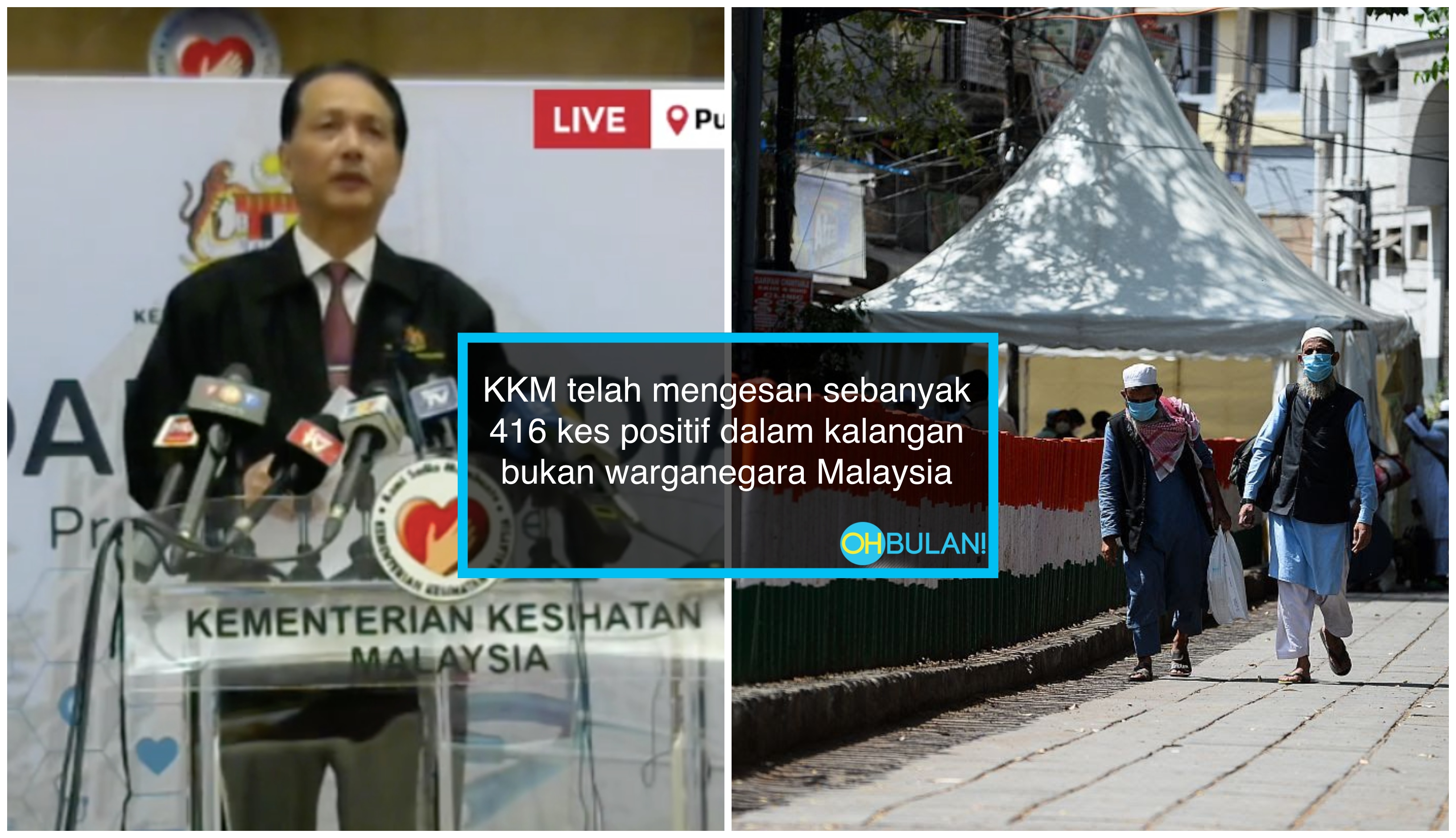 416 Kes Positif Covid-19 Bukan Warganegara Malaysia, 2 Kes Kematian Hari Ini