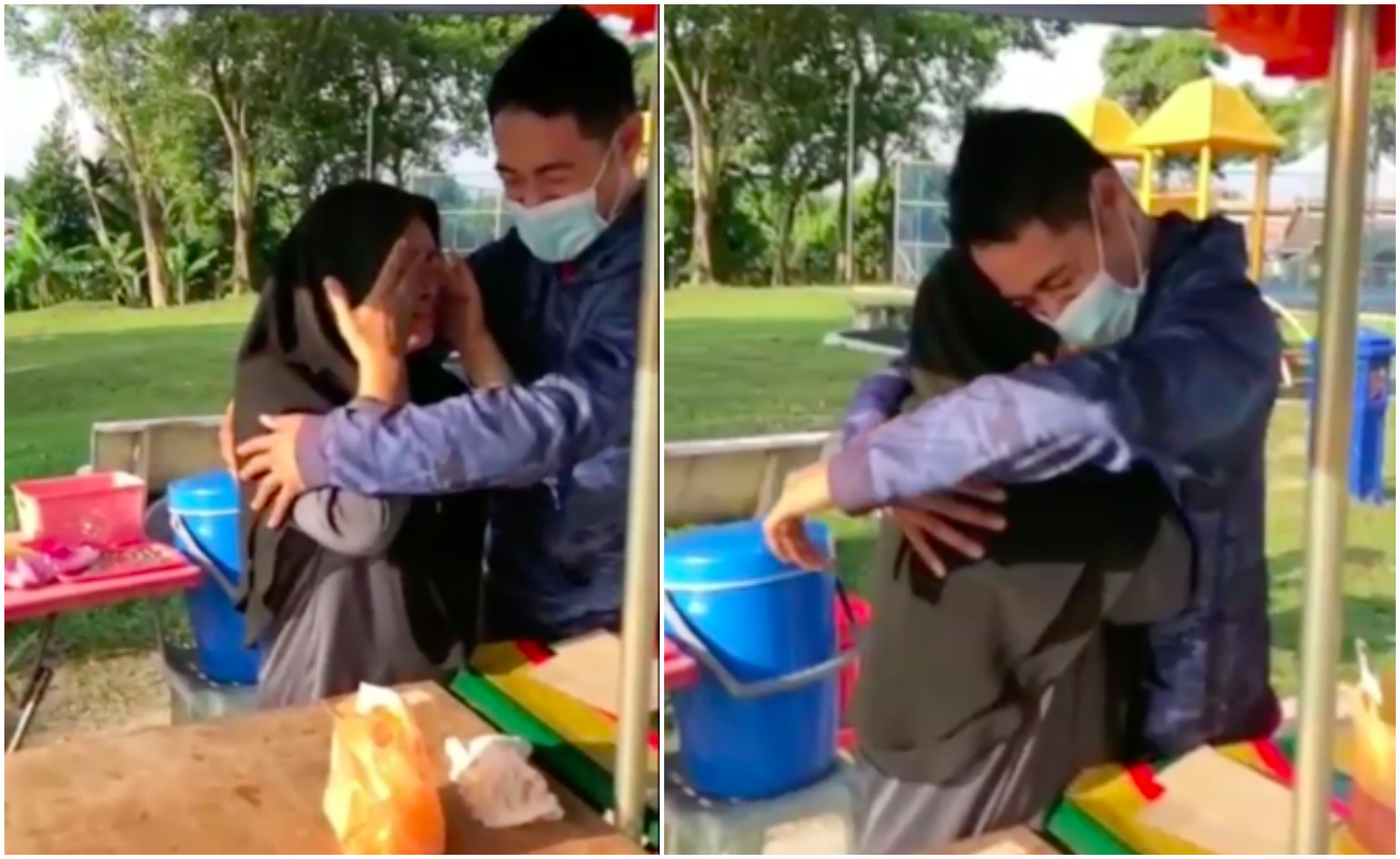 9 Bulan Terpisah Jalani Latihan, Sambung PKP, Anggota Polis Buat Kejutan Di Gerai Ibu