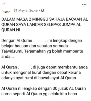 Jual Al Quran Rumi Ustaz Tegur Modus Operandi Penjual Al Quran Overclaim