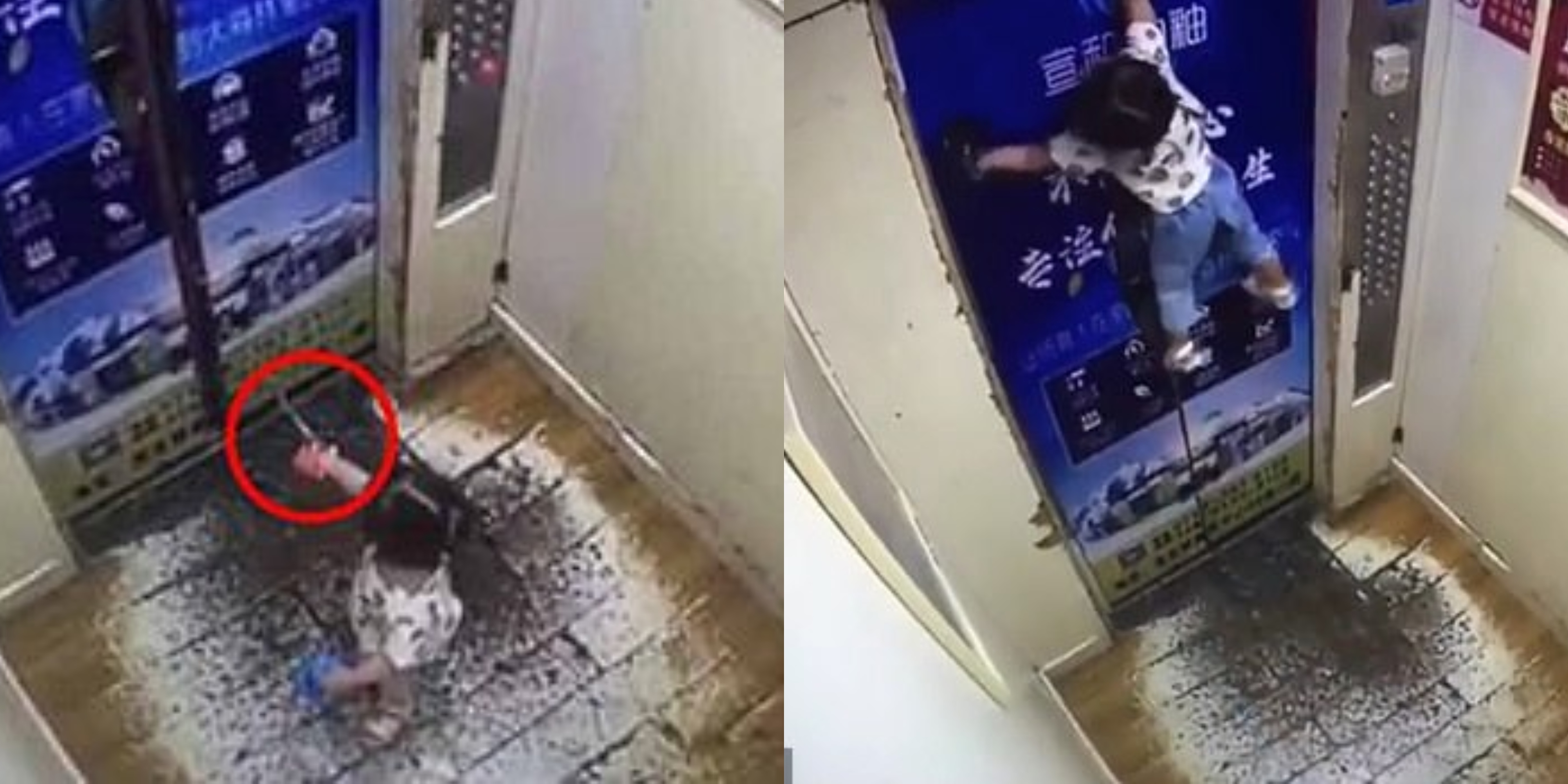 [VIDEO] Detik Cemas Kanak-Kanak ‘Diseret’, Tergantung Hampir 2 Minit Di Pintu Lif