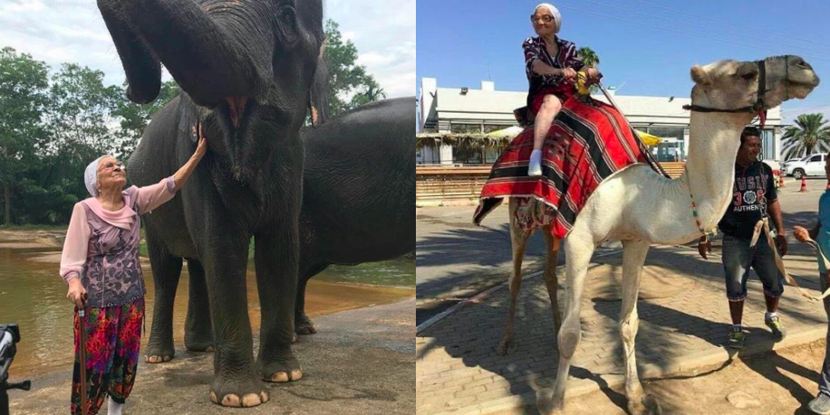 [FOTO] Travel Solo Ke Seluruh Negara, Nenek 90 Tahun Curi Tumpuan.. Sempoi!