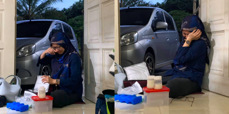 [FOTO] ‘Kesian Mama’ –  Isteri Menangis Terduduk Lihat Stok Susu Tumpah Undang Sebak
