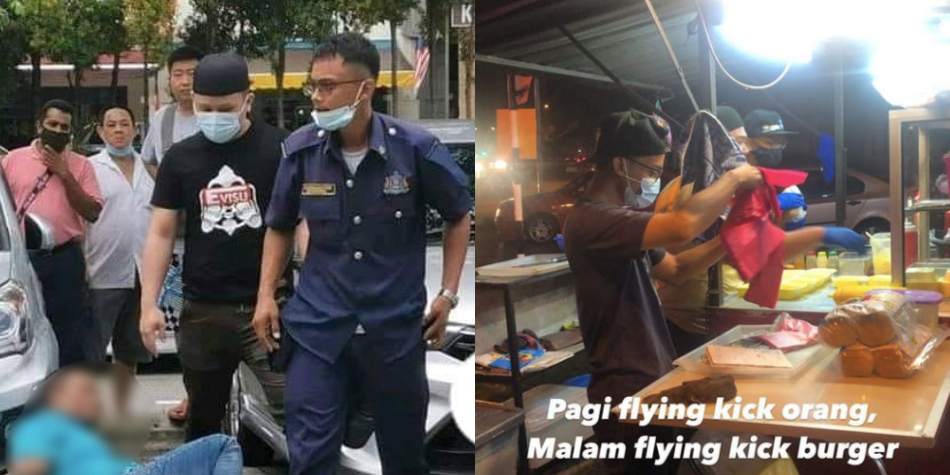 ‘Flying Kick’ Peragut, Netizen Bantu Promosi Bisnes Burger Abang MBJB