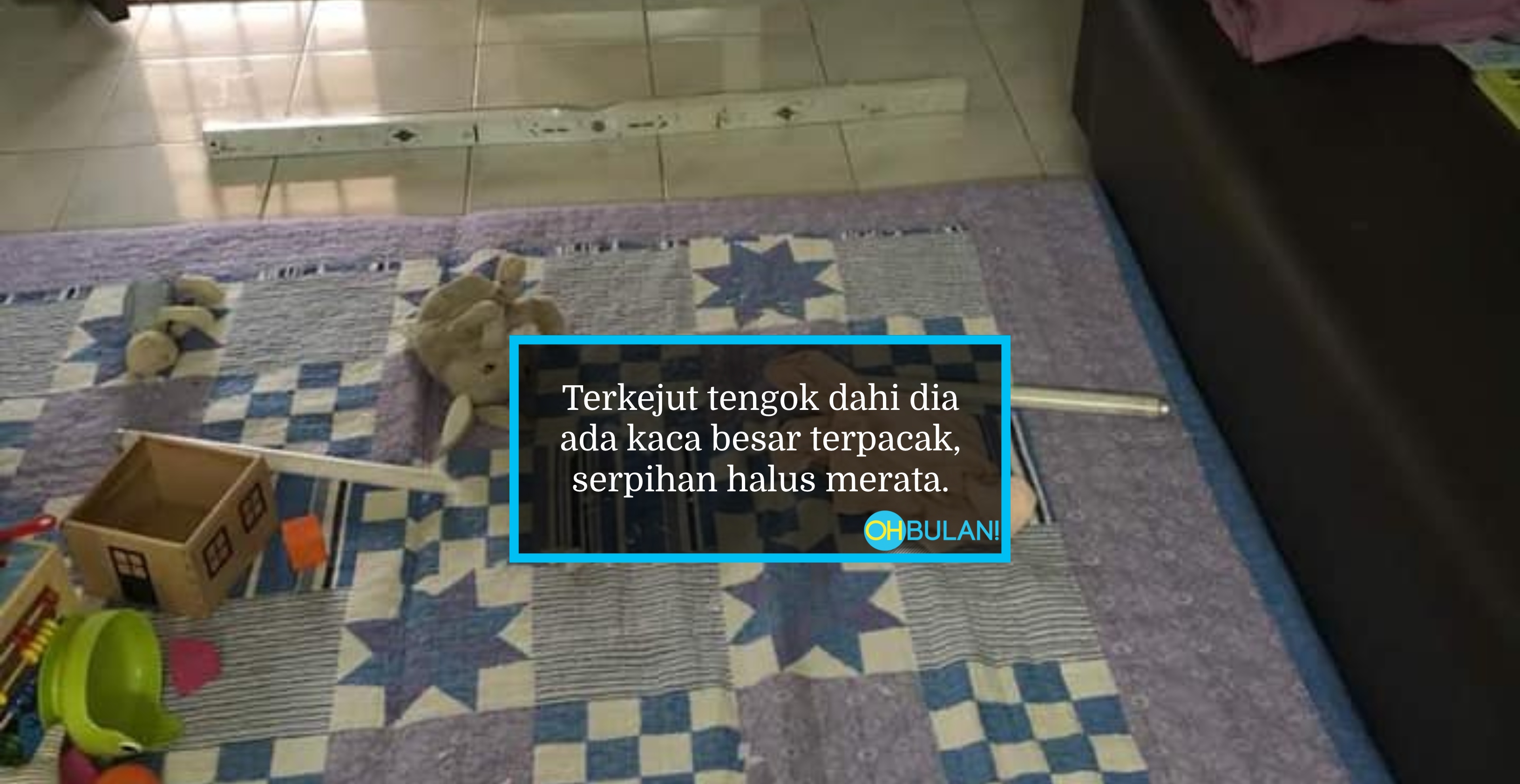 Casing Lampu Tiba-Tiba Jatuh Hempap Anak, Kaca Bersepai Pacak Dahi