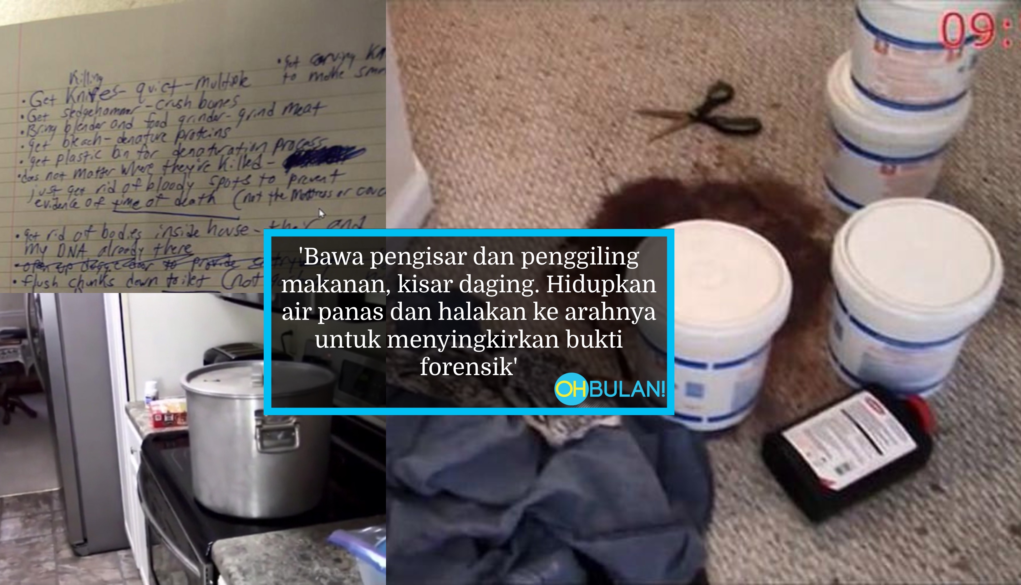 Nak Duit Insurans, Anak ‘Rebus’ Kepala Mak Dalam Periuk, Tulis Nota Kronologi Pembunuhan