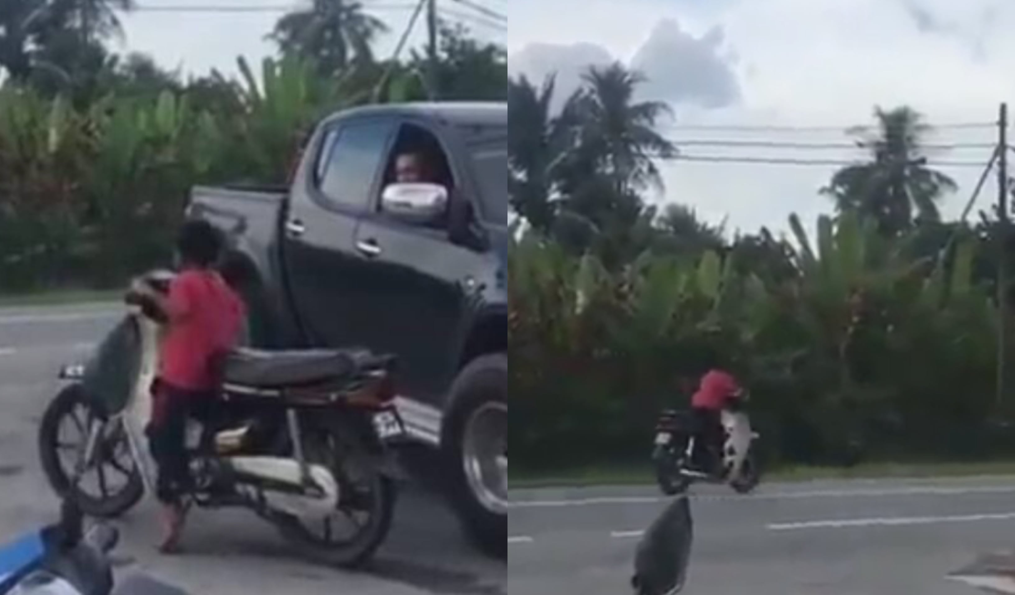 [VIDEO] Kaki Tak Jejak Tanah, Kanak-Kanak Buat ‘Wheelie’ Atas Jalan Raya Kena Saman