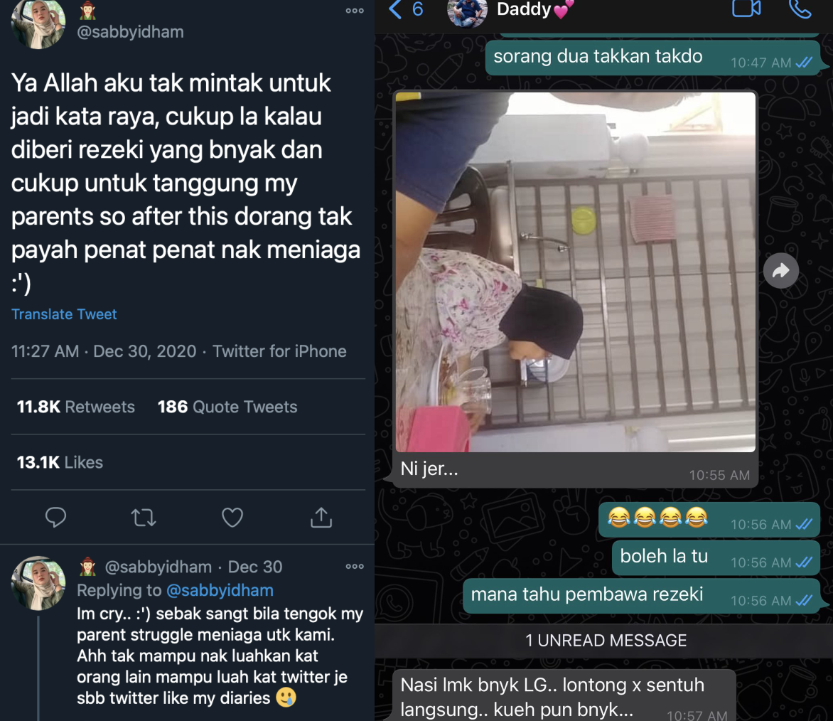 ‘Nasi Lemak Banyak Lagi..’ – Gadis Sebak Bapa WhatsApp Tiada Pelanggan, Makanan Tak Laku