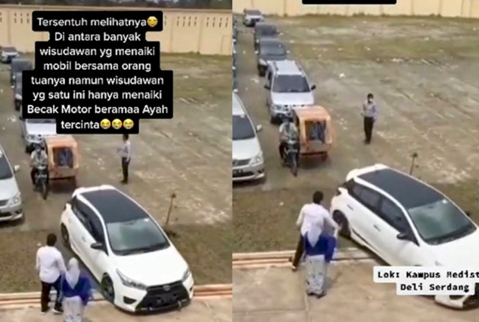 Disaat Graduan Lain Naik Kereta Mewah, Lelaki Ini Tak Segan Naik Beca Hadiri Konvokesyen Bersama Ibu