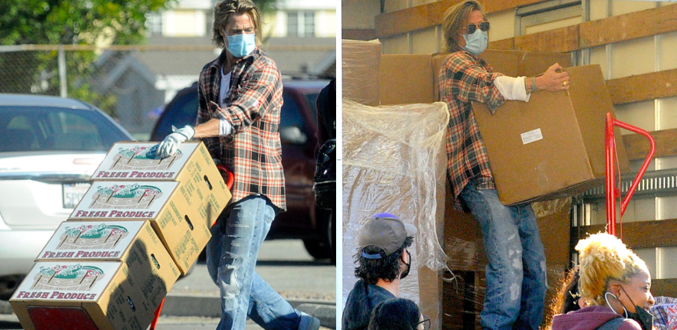 Bawa Trak Sendiri, Angkat Kotak Makanan, Ramai Tak Perasan Rupanya Brad Pitt Yang Agih Bantuan