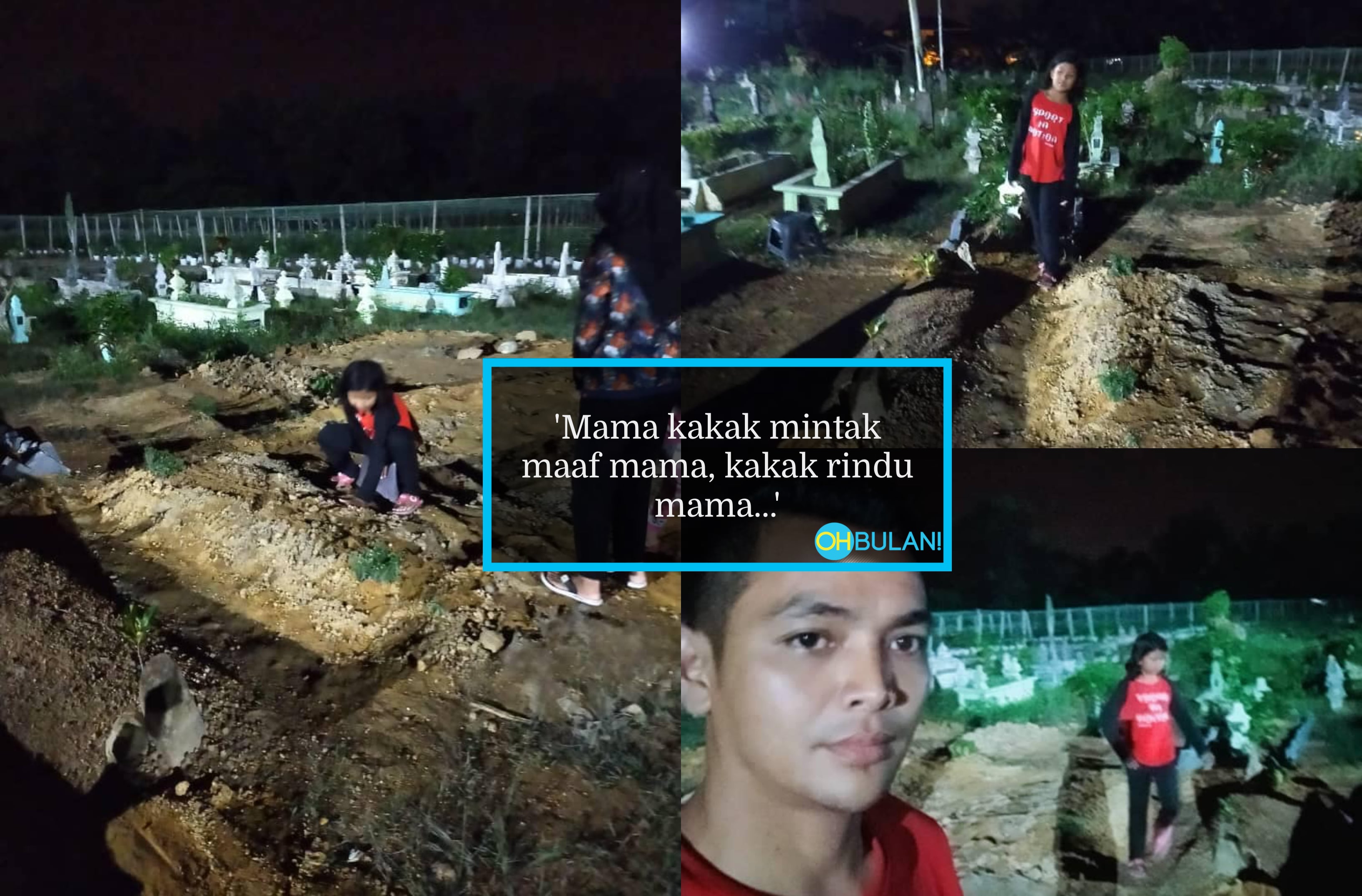 Terkejut Nampak ‘Kelibat’ Budak Di Kubur Waktu Malam, Rupanya 3 Beradik Rindu Arwah Ibu