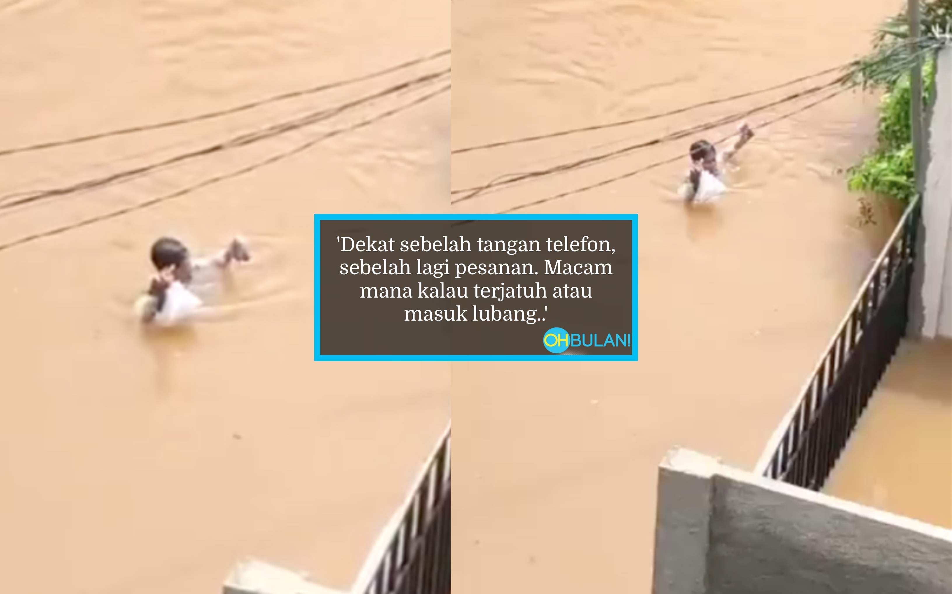 [VIDEO] ‘Pelanggan Tak Ada Otak..’ – Penghantar Makanan Terpaksa Redah Banjir Hantar Order Pelanggan