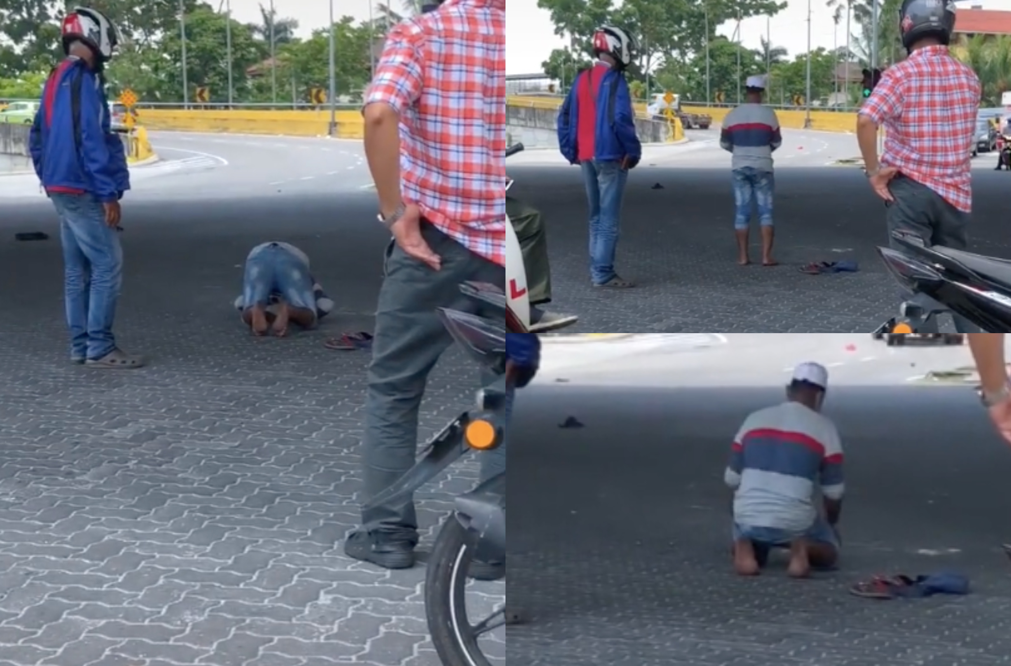 [VIDEO] Boleh Pulak Dia Solat Kat Tengah Jalan…