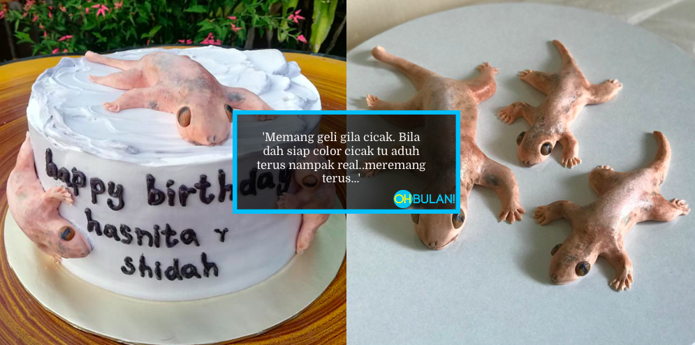 Pelanggan Merayu Minta Buat Kek ‘Cicak’, Pembuat Kek Ini Akui Meremang Tengok Hasilnya..Geli!