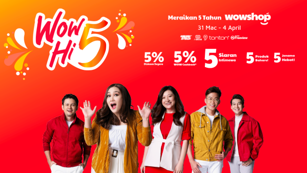 WOWSHOP Tawar RM555,555 Rebat Tunai Sempena Ulang Tahun Ke-5! Pesta Beli Belah Bermula!