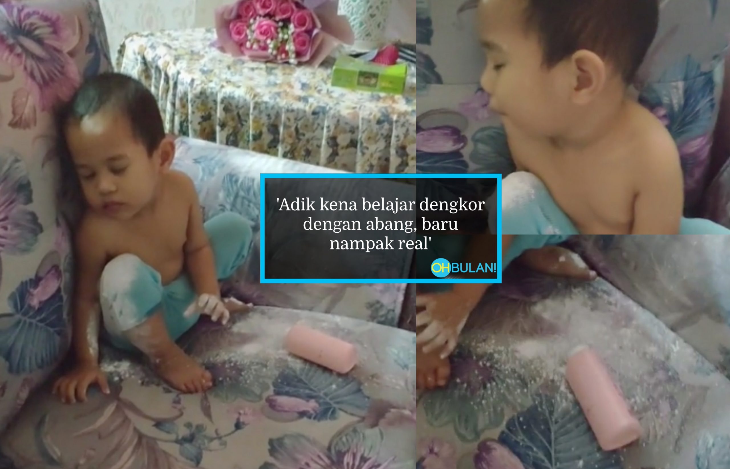 [VIDEO] Anak Oh Anak! Dah Tumpahkan Bedak, Boleh Pula Pura-Pura Tidur Ye…Mantap Betul Lakonan!