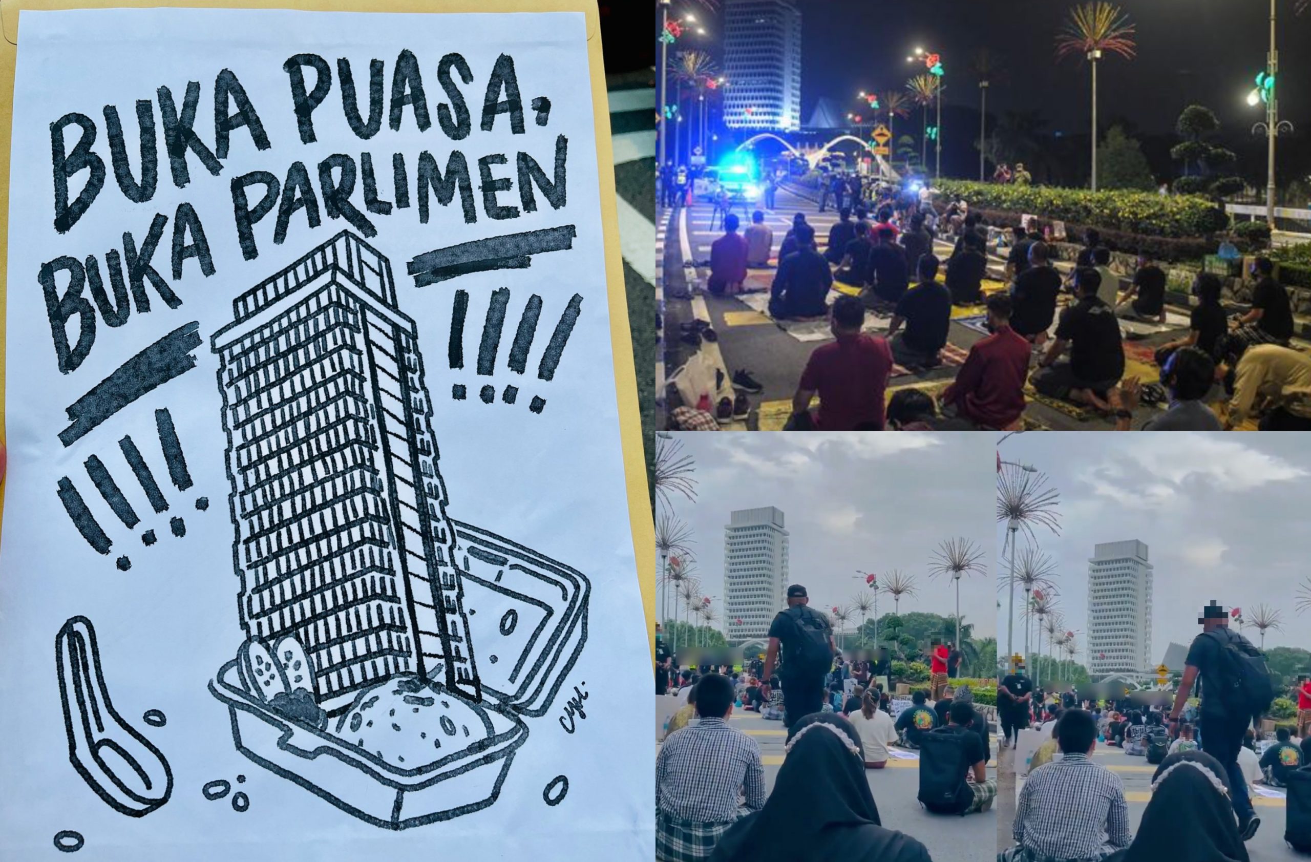 Tuntut Parlimen Dibuka, 100 Orang Berhimpun, Buka Puasa Depan Parlimen