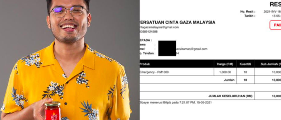 Untung Jual Sambal, Khairul Aming Derma RM10k Ke Tabung Amal Palestin