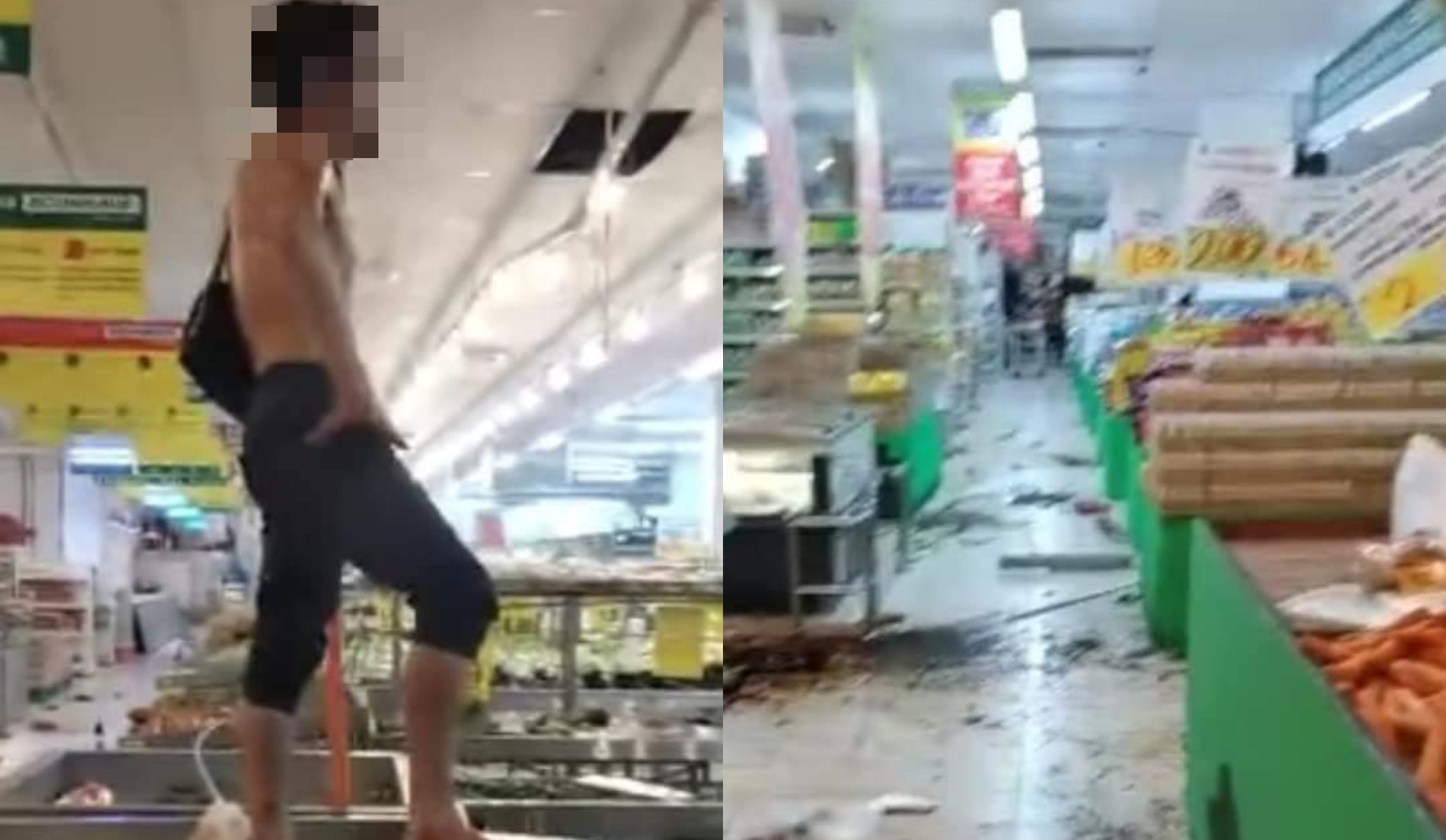 Lelaki Mengamuk Dalam Pasar Raya Kena Tahan, Habis Bersepah Barang