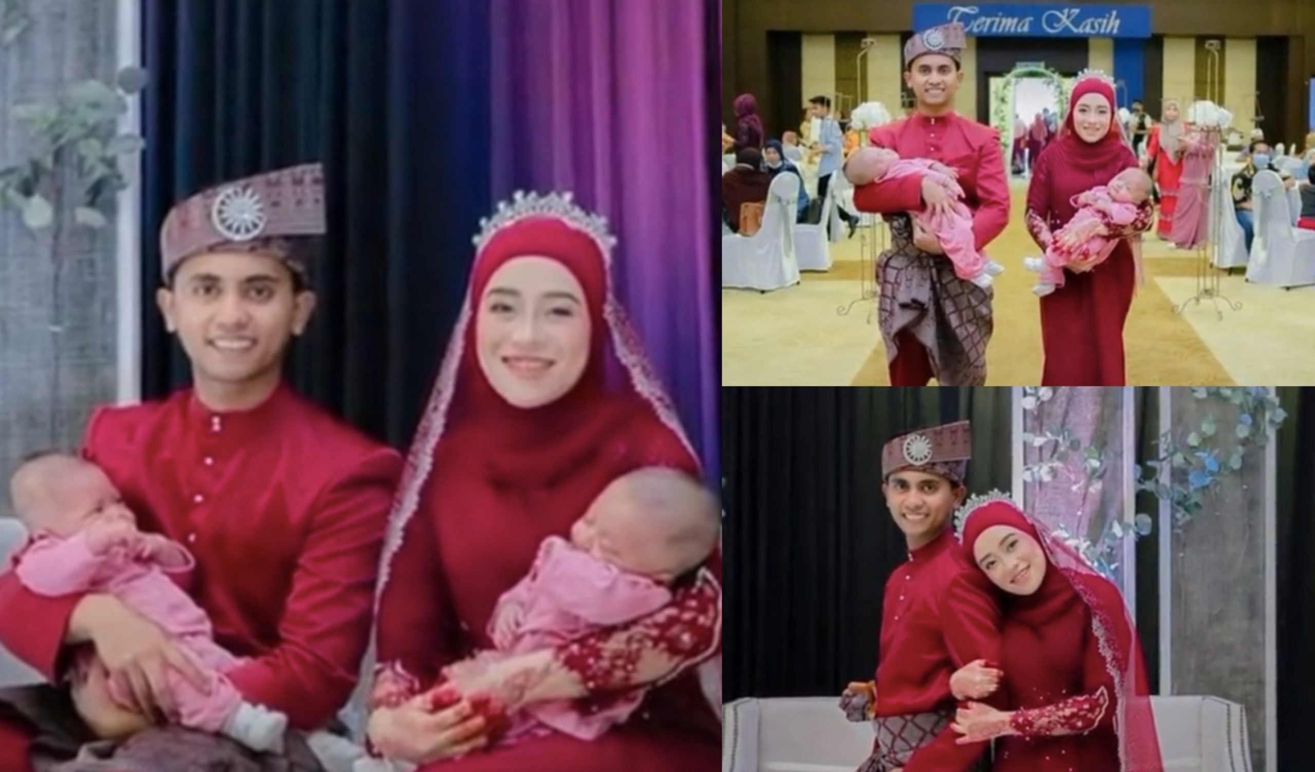 Tak Sempat Buat Majlis Kahwin Masa PKP, Pasangan Pengantin Bawa Anak Kembar Naik Pelamin Tarik Perhatian