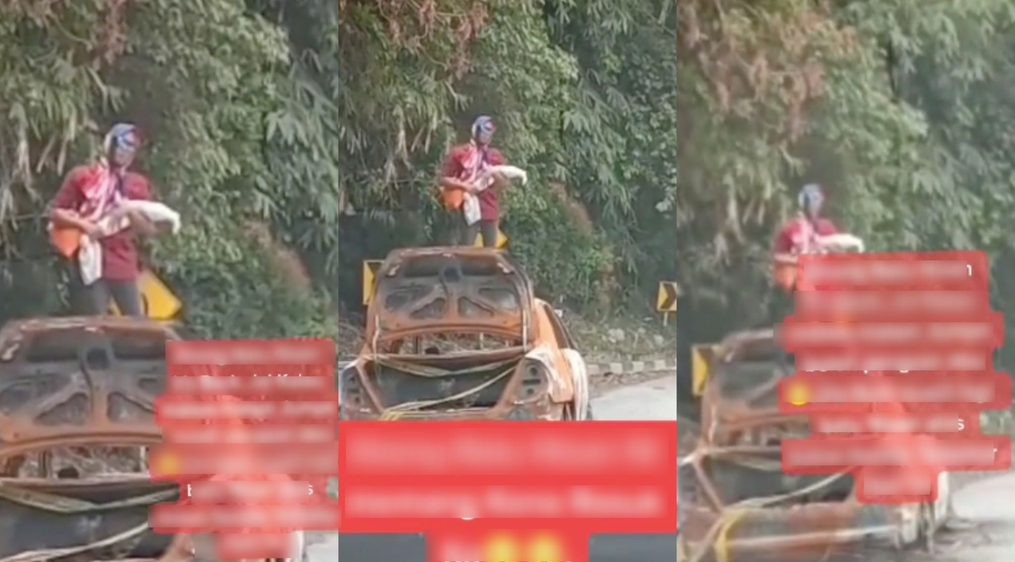 [VIDEO] Pernah Kena Tegur Sebab Berkelakuan Pelik, Lelaki Dukung Batu Nisan Dekat Jalan Genting Kembali