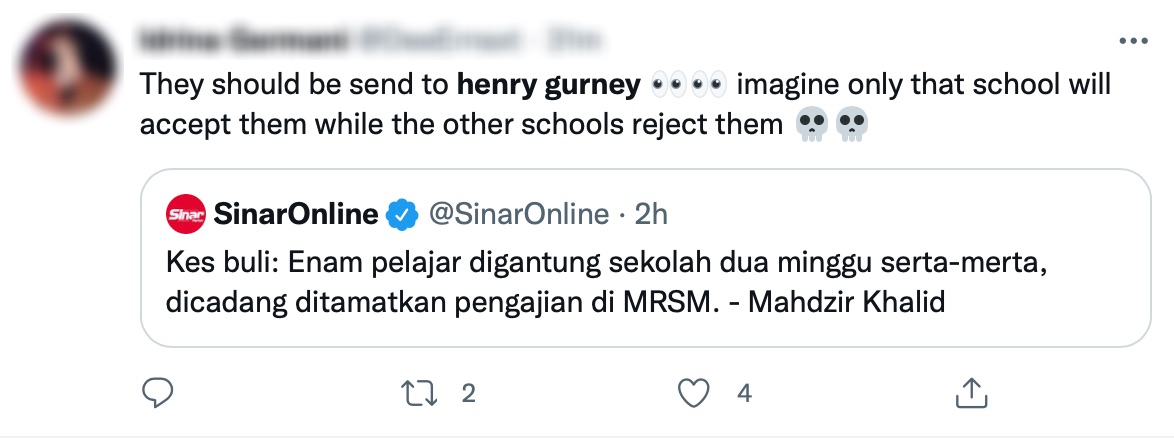 Enam Pelajar Terlibat Kes Buli Digantung Sekolah, Nama Sekolah Henry Gurney 'Trending' Di Twitter 9
