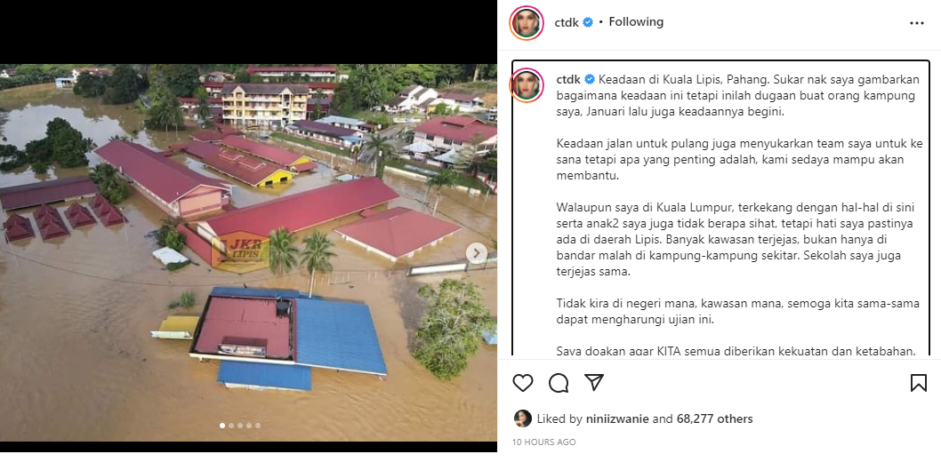 Tak Boleh Balik Kampung Sebab Anak Tak Sihat, Siti Nurhaliza Risau Tengok Keadaan Banjir Di Pahang – 'Saya Di Kuala Lumpur Tapi Hati Di Daerah Lipis' 7