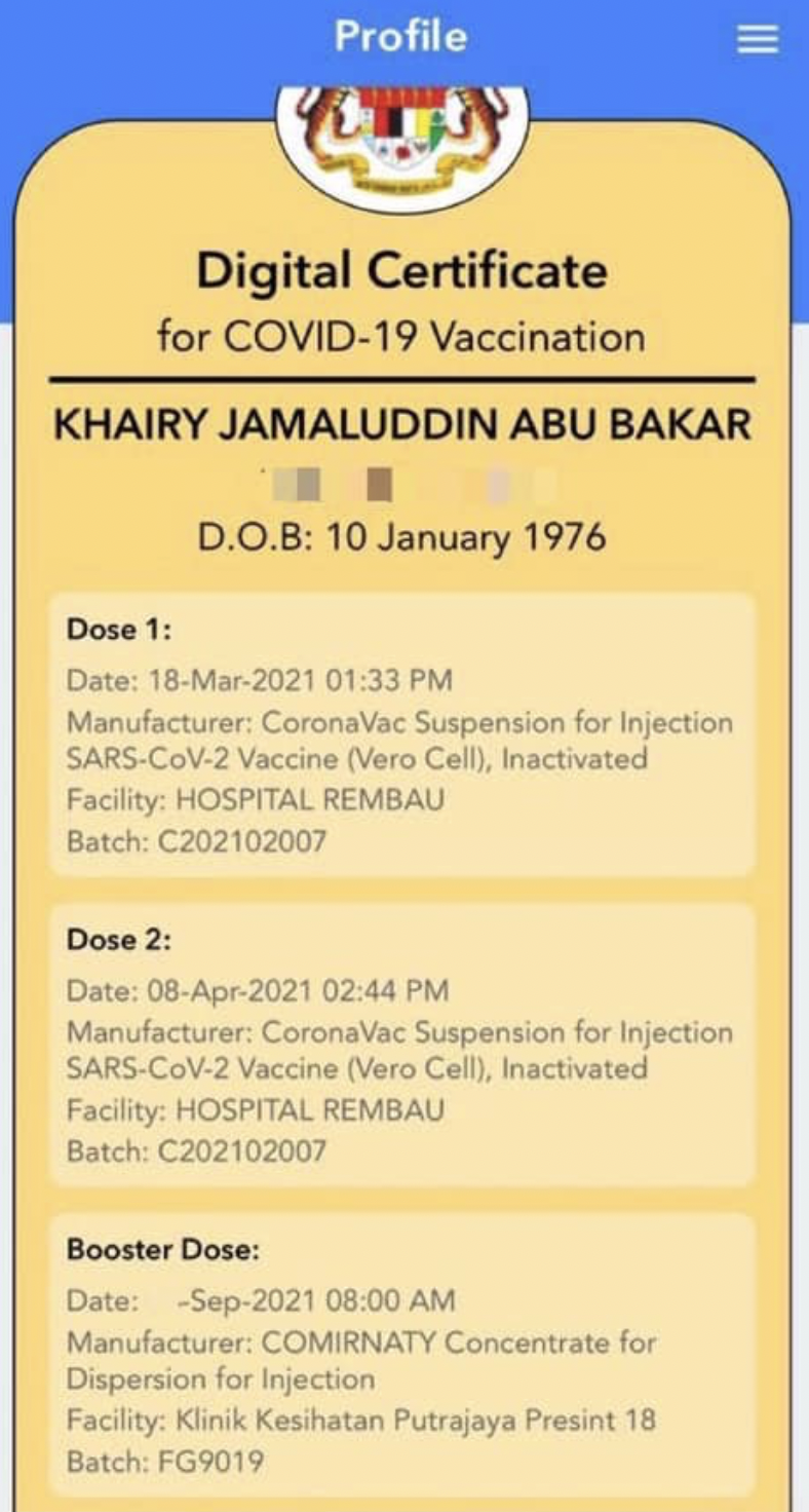 19 covid sijil vaksin