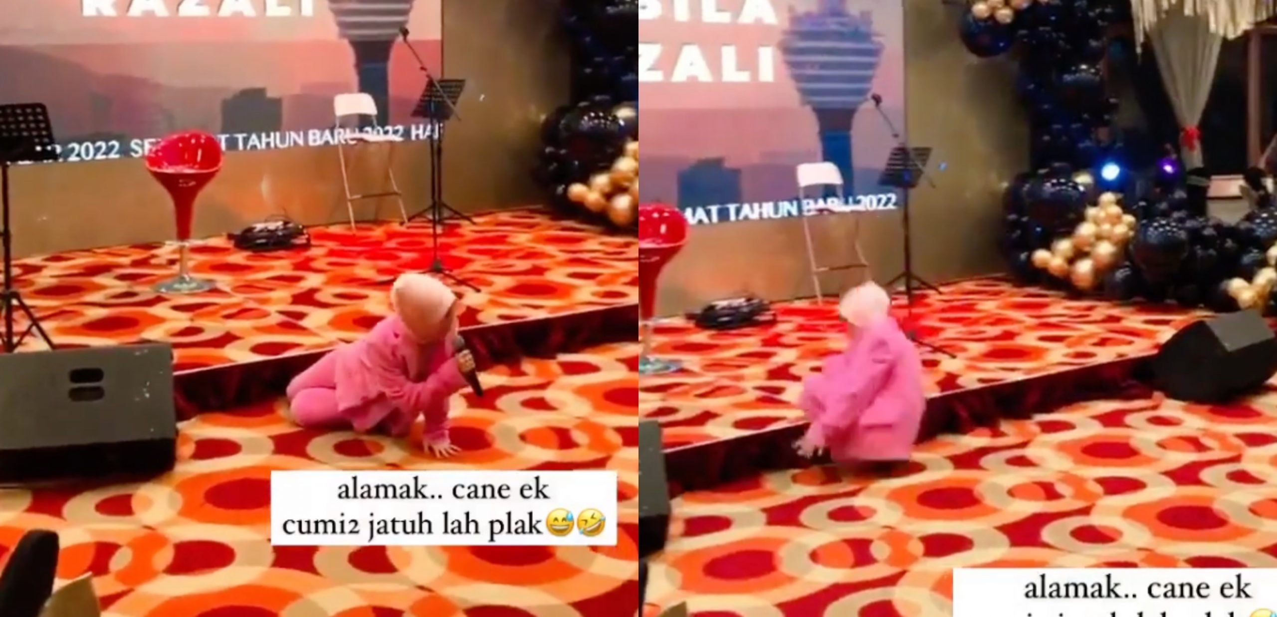 [VIDEO] Jatuh ‘Tergolek’ Nak Naik Pentas, Nabila Razali Sempat Ucap Selamat Tahun Baru – ‘Cover Baik Punya’