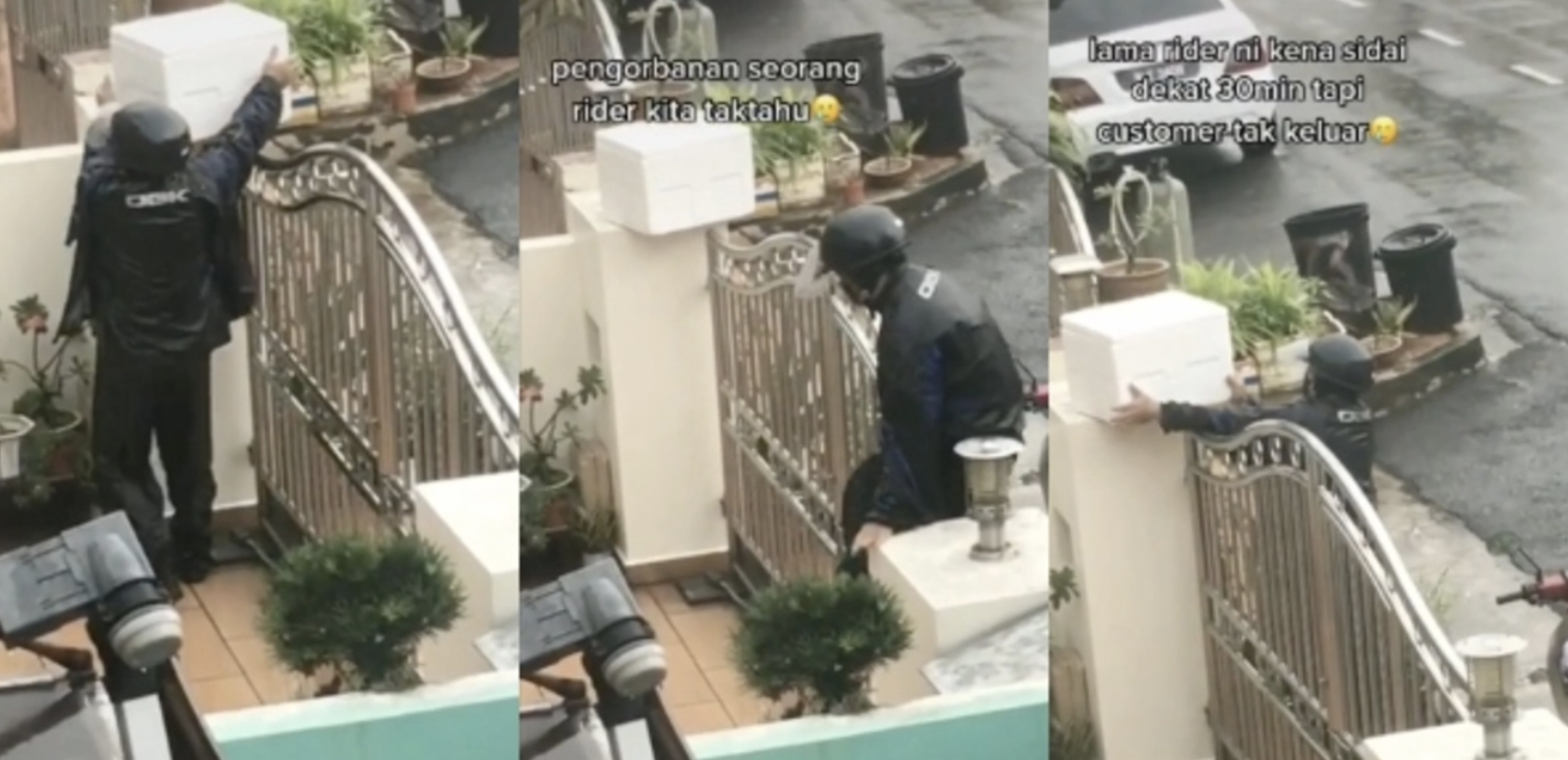 30 Minit Kena ‘Sidai’, Rider Terpaksa Panjat Pagar Pastikan Barang Selamat