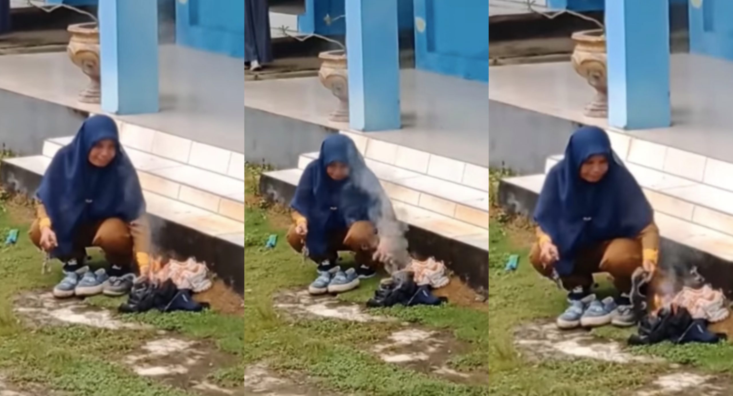 Tak Ikut Peraturan Sekolah, Cikgu Bakar Kasut Pelajar