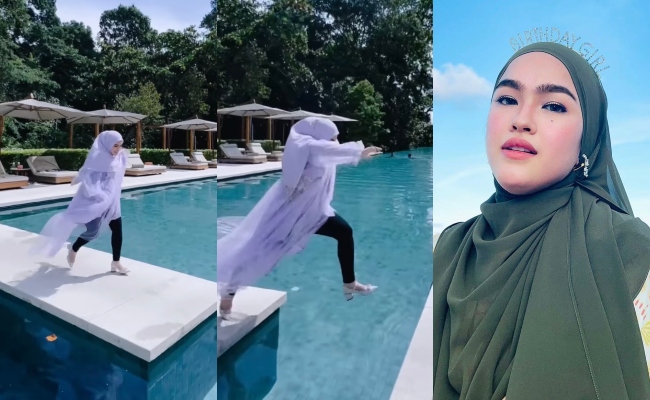 [VIDEO] Selamba Lompat ‘Swimming Pool’ Dengan Kasut Tumit Tinggi, Netizen Suruh Elfira Loy Sedia Hadap Kecaman – ‘Saya Dah Tua Tak Kuasa Nak Kisah’