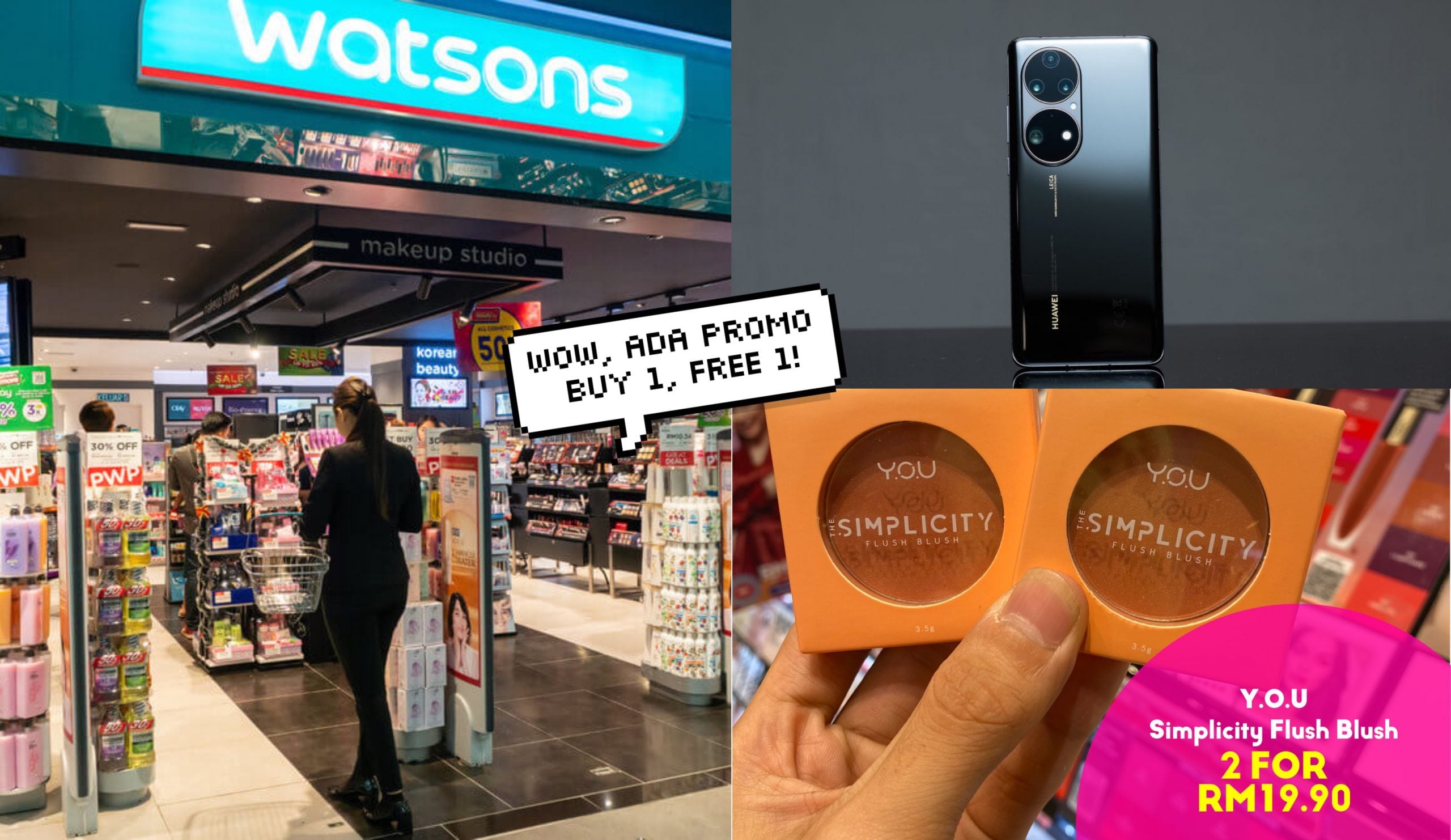 Promo Watsons Bulan Mac Lebih Gempak Dengan Beli 1, Percuma 1 & HUAWEI P50 Pro Untuk Dimenangi!