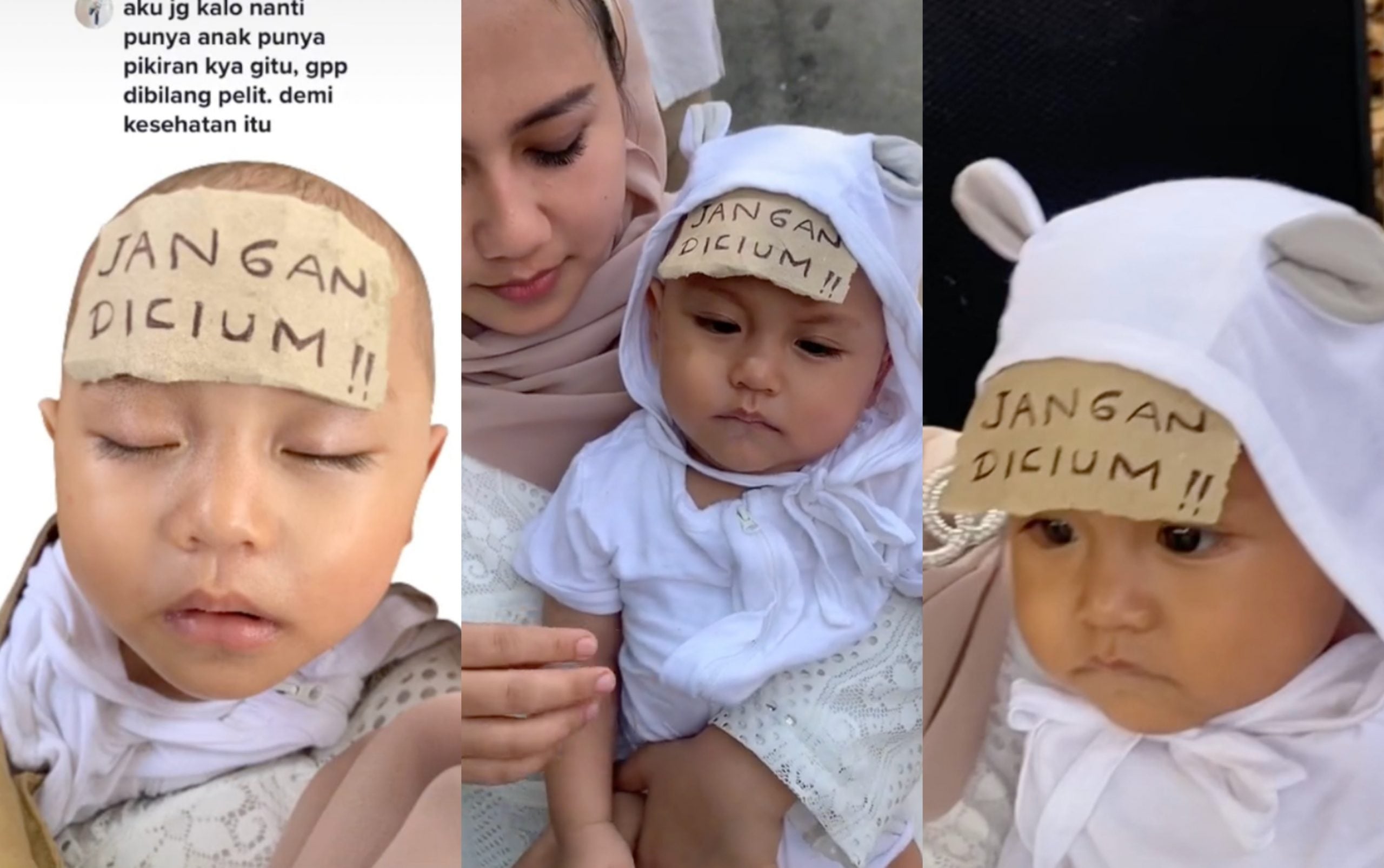 Risau Anak Disentuh Sesuka Hati, Ibu Tampal Notis Atas Dahi Bayi