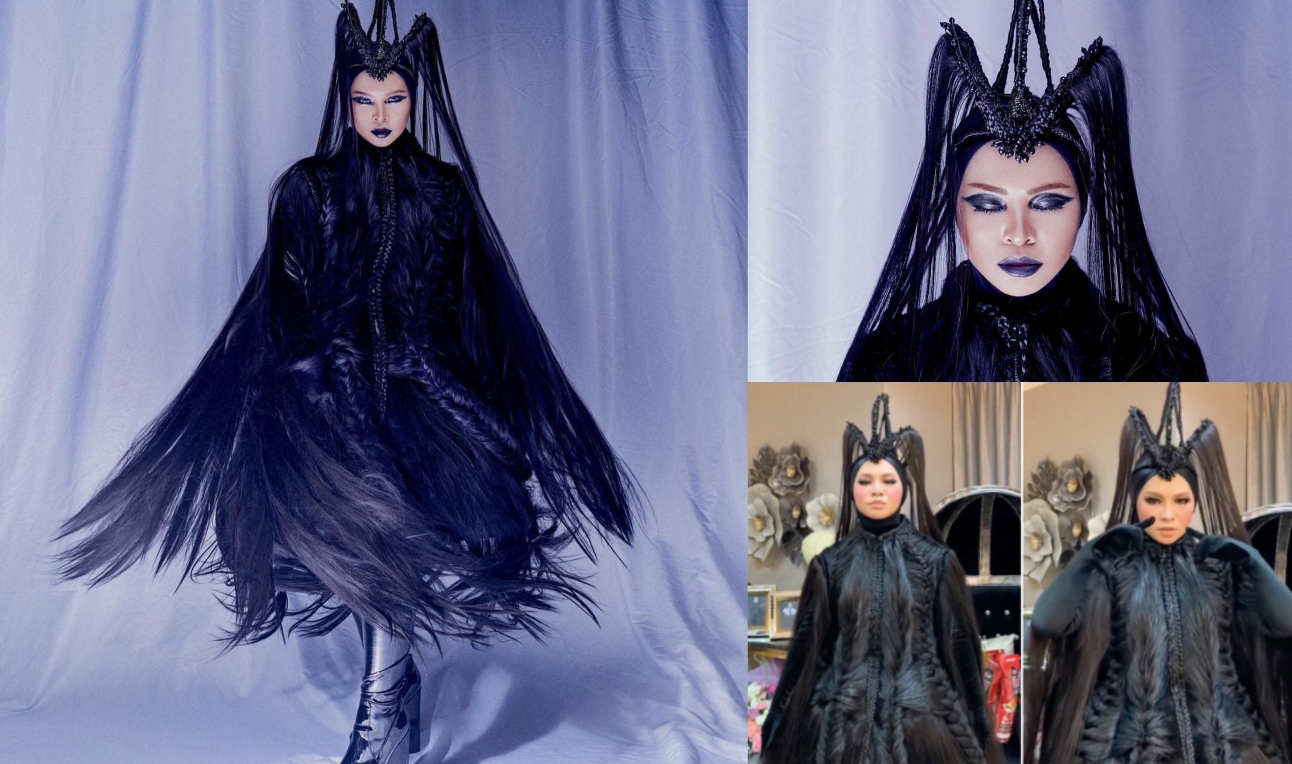 Gaya Busana Serba Hitam & Dipenuhi Rambut Panjang, Netizen ‘Takut’ Tengok Fesyen Aina Abdul – ‘Seram Tapi Cantik’