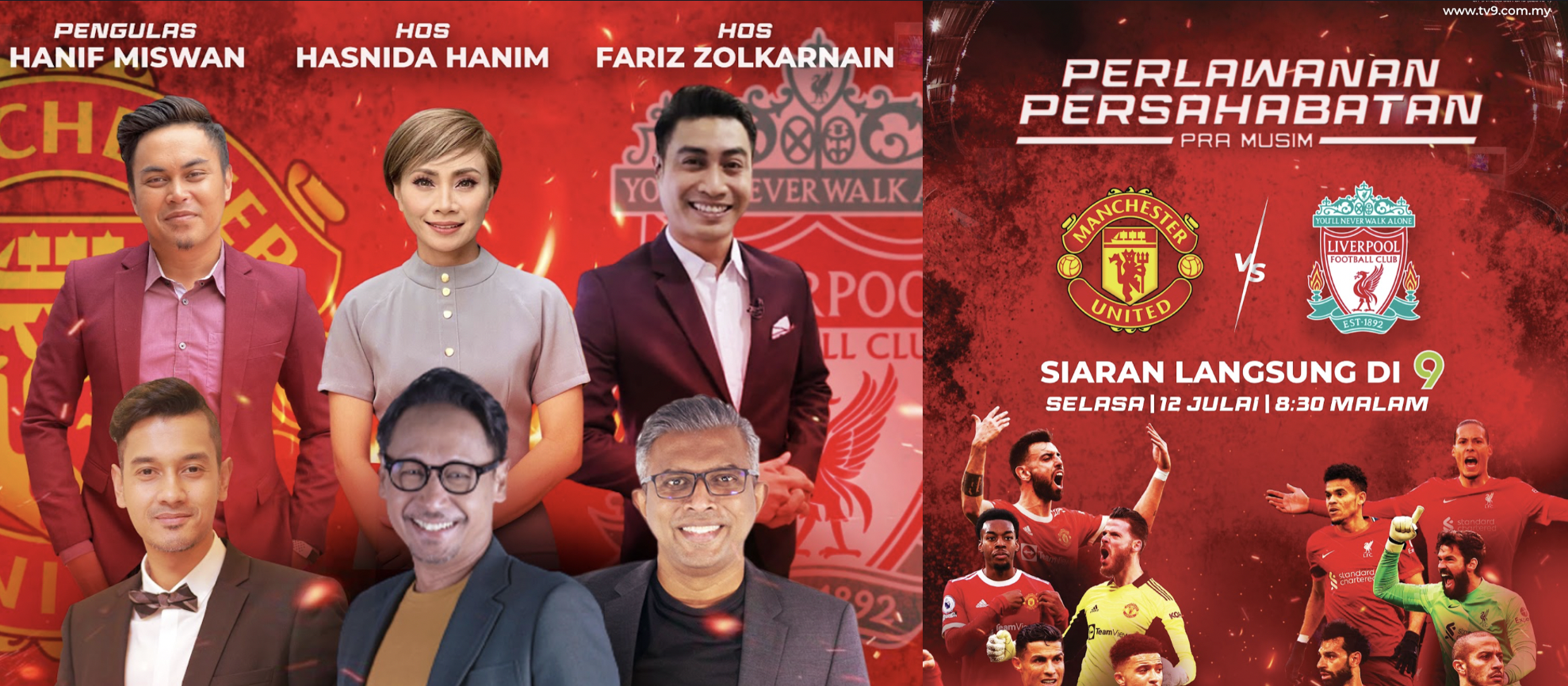 TV9 Bakal Siarkan Secara Langsung Perlawanan Persahabatan Antara Manchester United & Liverpool