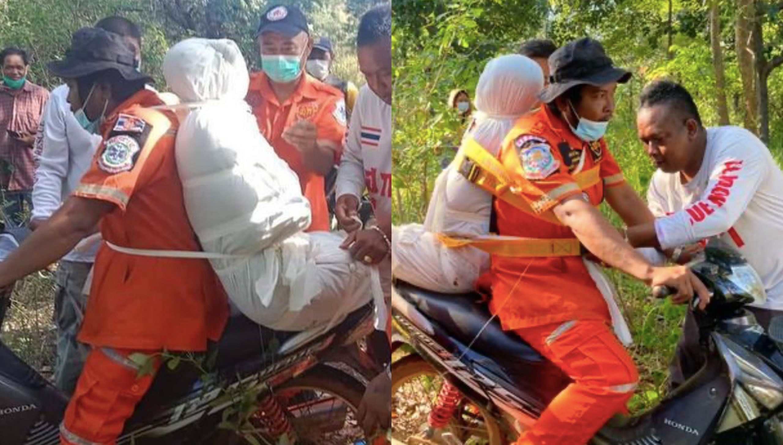 Dibungkus Kain Putih & Diikat Pada Badan, Paramedik Bonceng Mayat Bawa Keluar Dari Dalam Hutan