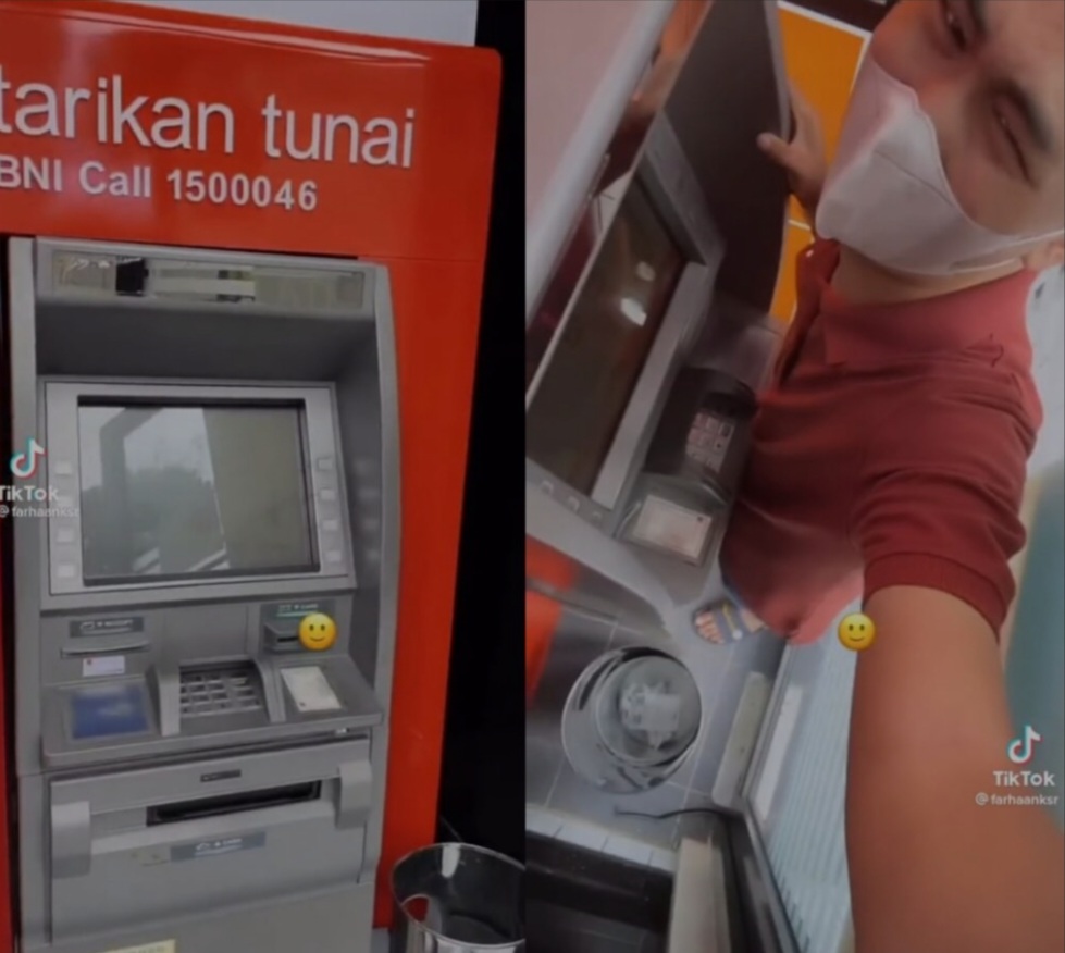 Lelaki Hanya Mampu Gelak Bila Ruang Mesin ATM Terlalu Sempit Untuk Dirinya