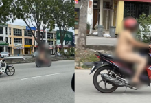 Lelaki Bogel Tunggang Motosikal Pusing Melaka, Tetap Pakai ‘Helmet’ Utamakan Keselamatan