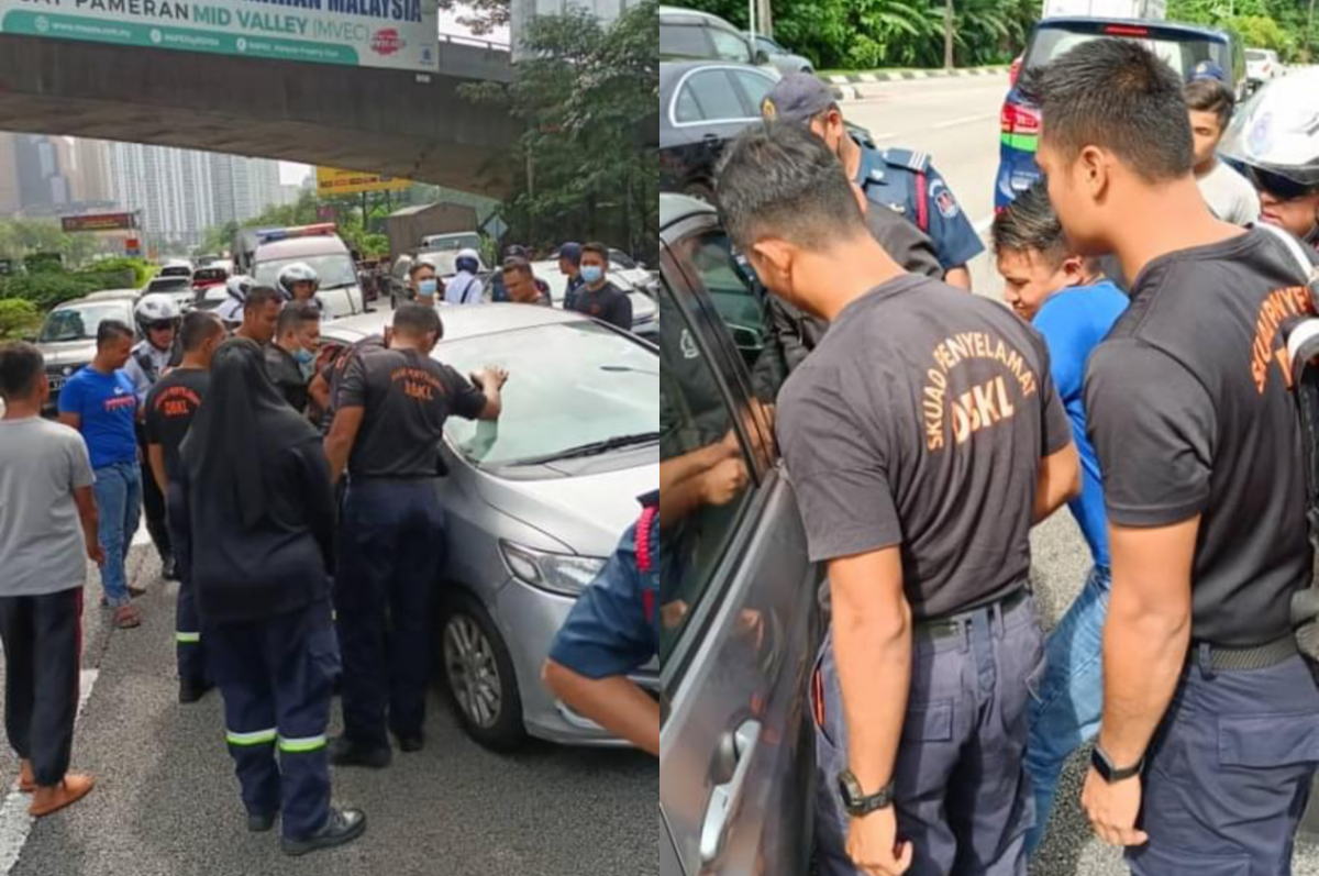 Jalan Raya Sesak, Pemandu ‘Anxiety’ Tiba-Tiba Berhenti Kereta Tengah Jalan