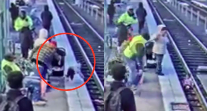 [VIDEO] Tolak Budak Tiga Tahun Jatuh Ke Landasan Kereta Api, Wanita ‘Psiko’ Ditahan Polis