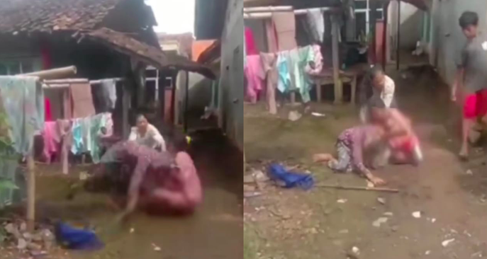 [VIDEO] Bengang Dilabel Isteri Pemalas, Wanita ‘Smackdown’ Nenek Hingga Tersungkur Ke Tanah
