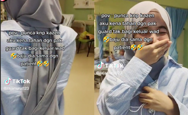 [VIDEO] ‘Pak Guard’ Larang Gadis Keluar Hospital, Gara-Gara Pakai Baju Sama Dengan Pesakit 3