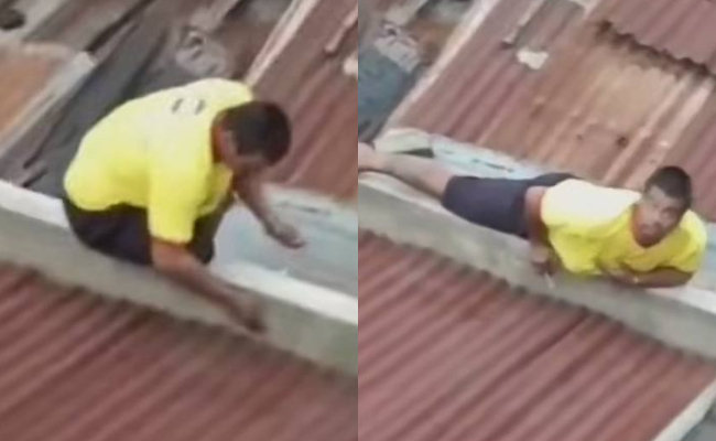 Lelaki ‘Skodeng’ Sambil Meniarap Panik Bila ‘Kantoi’