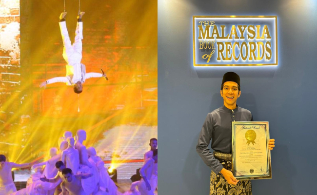 [VIDEO] Aksi Menyanyi Tergantung Bawa Tuah, Naim Daniel Terima Pengiktirafan ‘Malaysia Book Of Records’