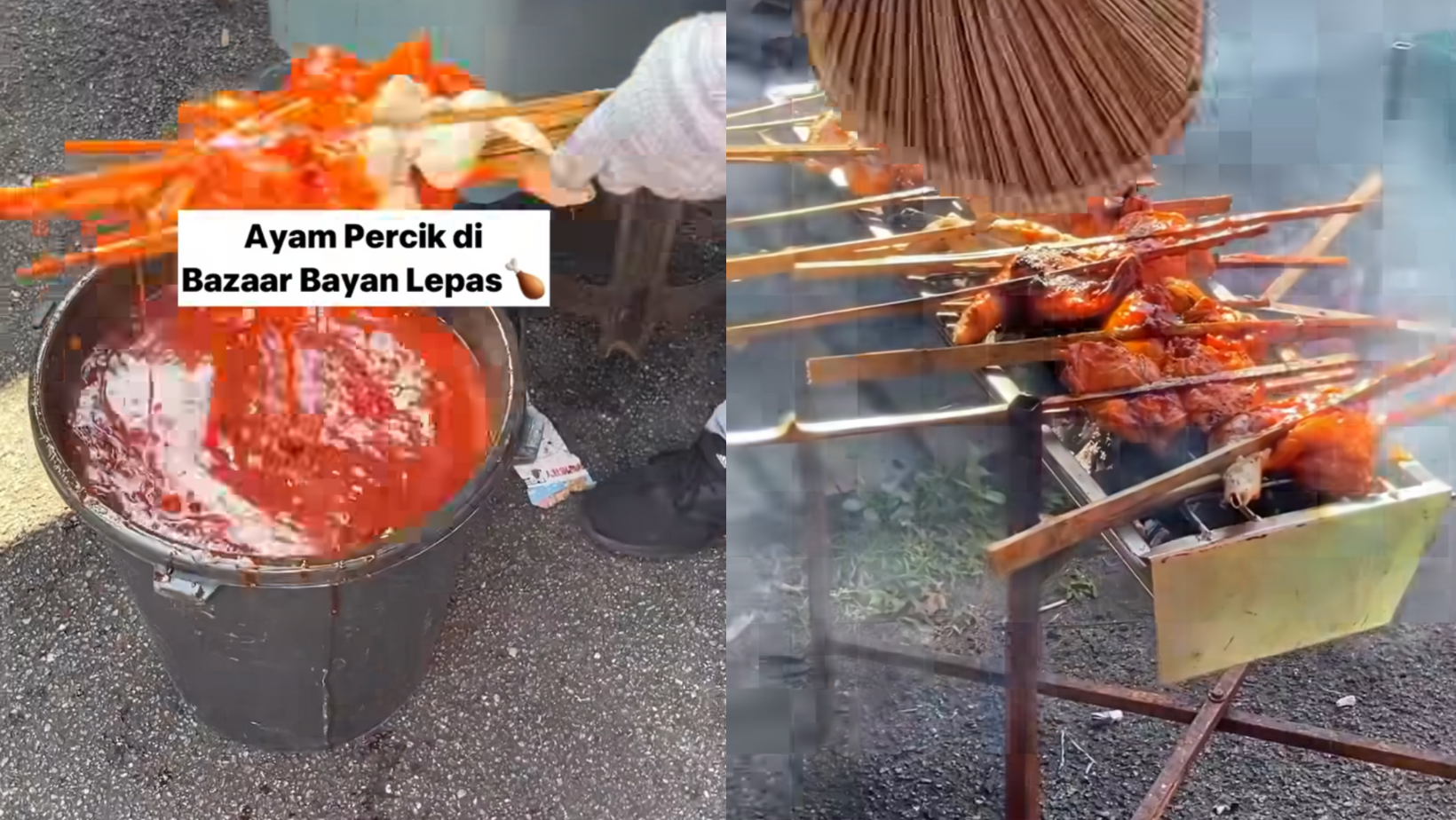 Peniaga Bazar Guna Tong Sampah Letak Kuah Ayam Percik, Netizen ‘Kembang Tekak Nak Beli’