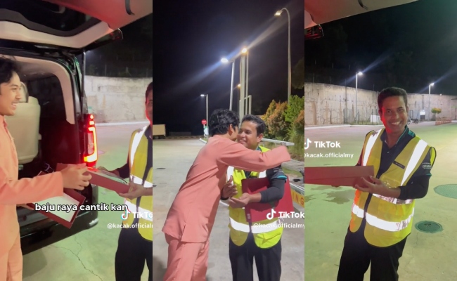 [VIDEO] Netizen Kagum Dengan Kacak, Hadiahkan Pekerja Pam Minyak Baju Melayu Jenama Sendiri